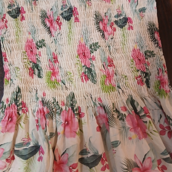 MonnaLisa‎ Cream and Pink Smocked Midi Dress - Picture 4 of 5